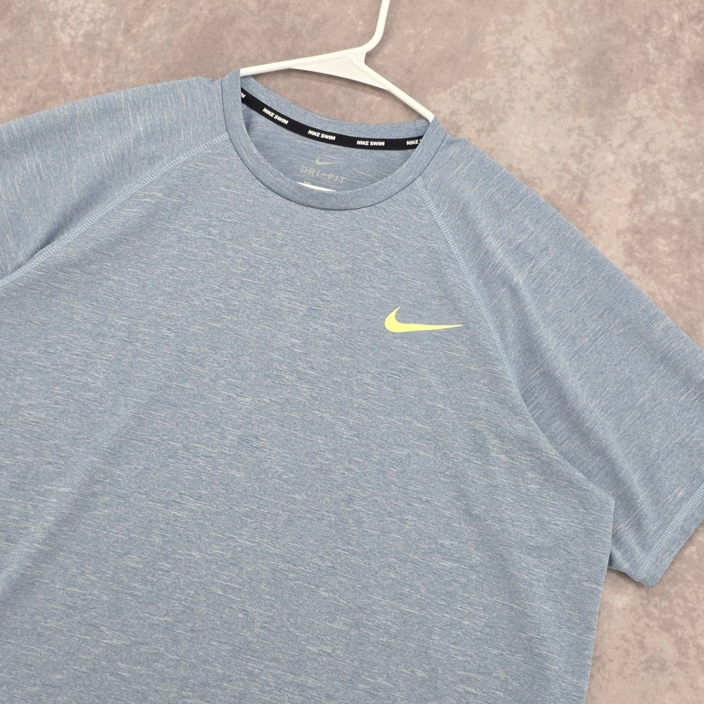 Nike Swim Dri-FIT Rash Guard Shirt Mens XL Blue Heather UPF 40+ Athletic